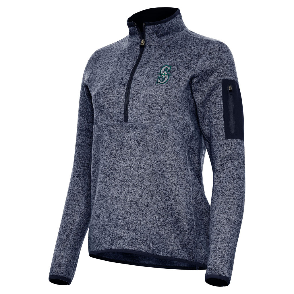 MLB Seattle Mariners Women's Antigua Fortune 1/2 Zip Pullover Jacket - Navy