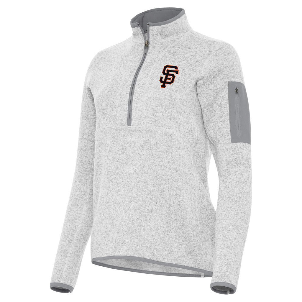 MLB San Francisco Giants Women's Antigua Fortune 1/2 Zip Pullover Jacket - Light gray