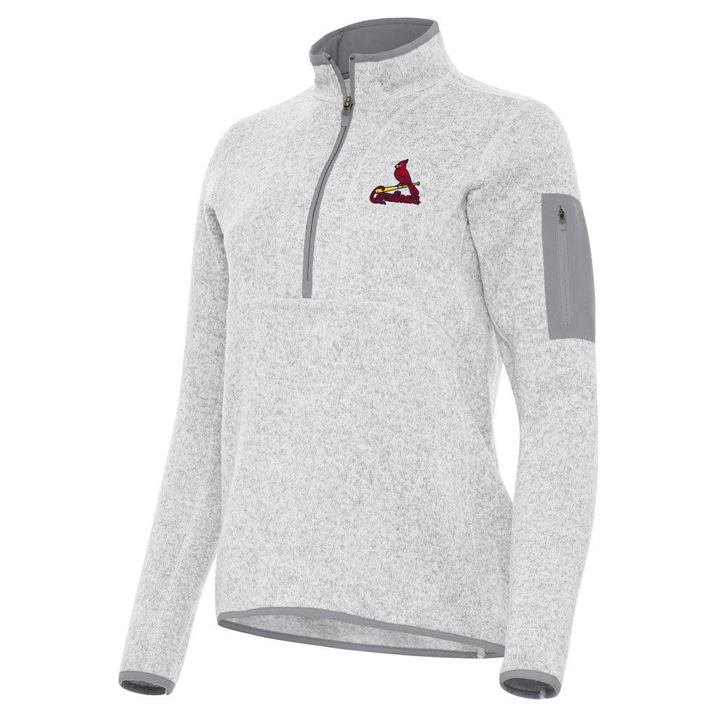 MLB St. Louis Cardinals Women's Antigua Fortune 1/2 Zip Pullover Jacket - Light gray