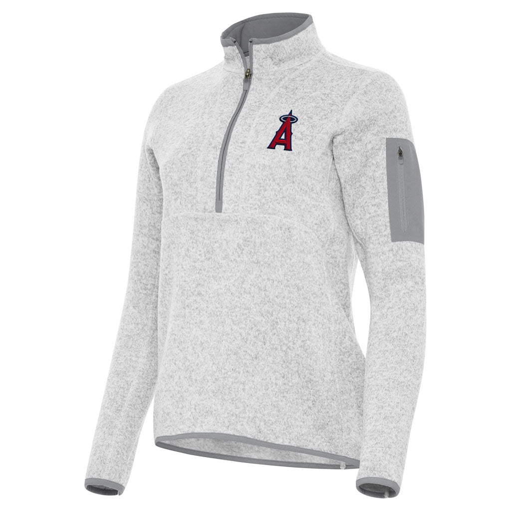 MLB Los Angeles Angels Women's Antigua Fortune 1/2 Zip Pullover Jacket - Light gray