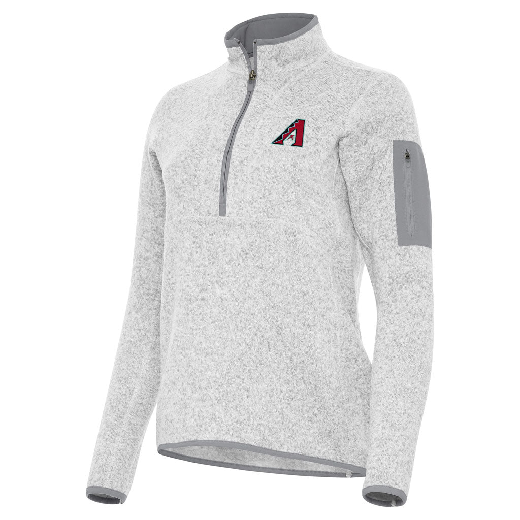 MLB Arizona Diamondbacks Women's Antigua Fortune 1/2 Zip Pullover Jacket - Light gray