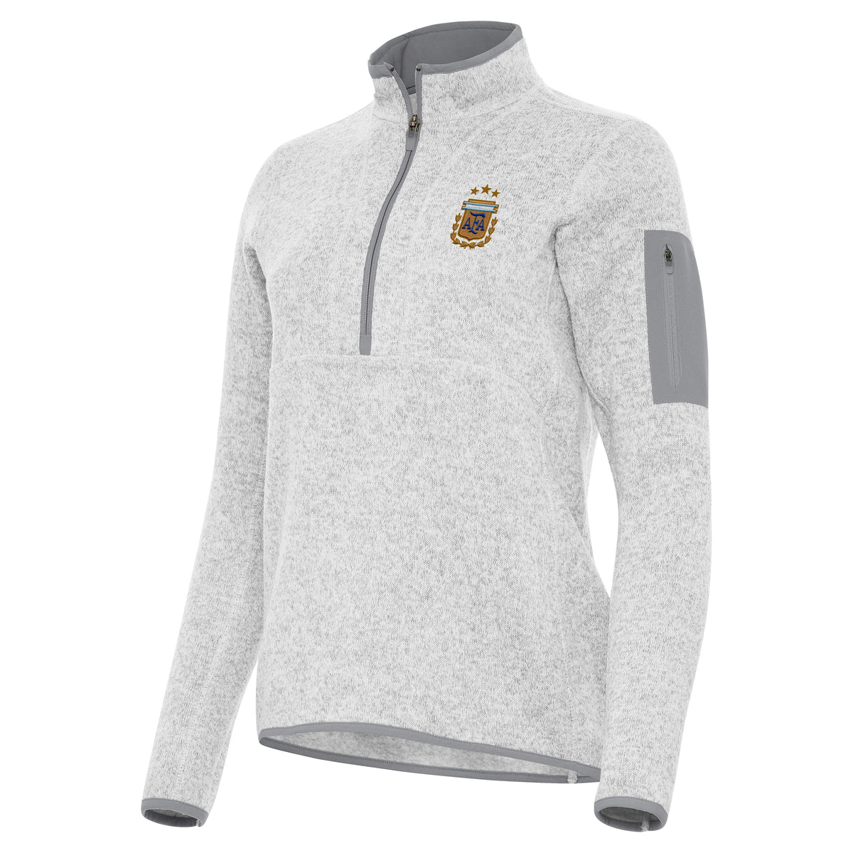 Argentina National Team Antigua Women's Fortune 1/2 Zip Pullover - Light Gray