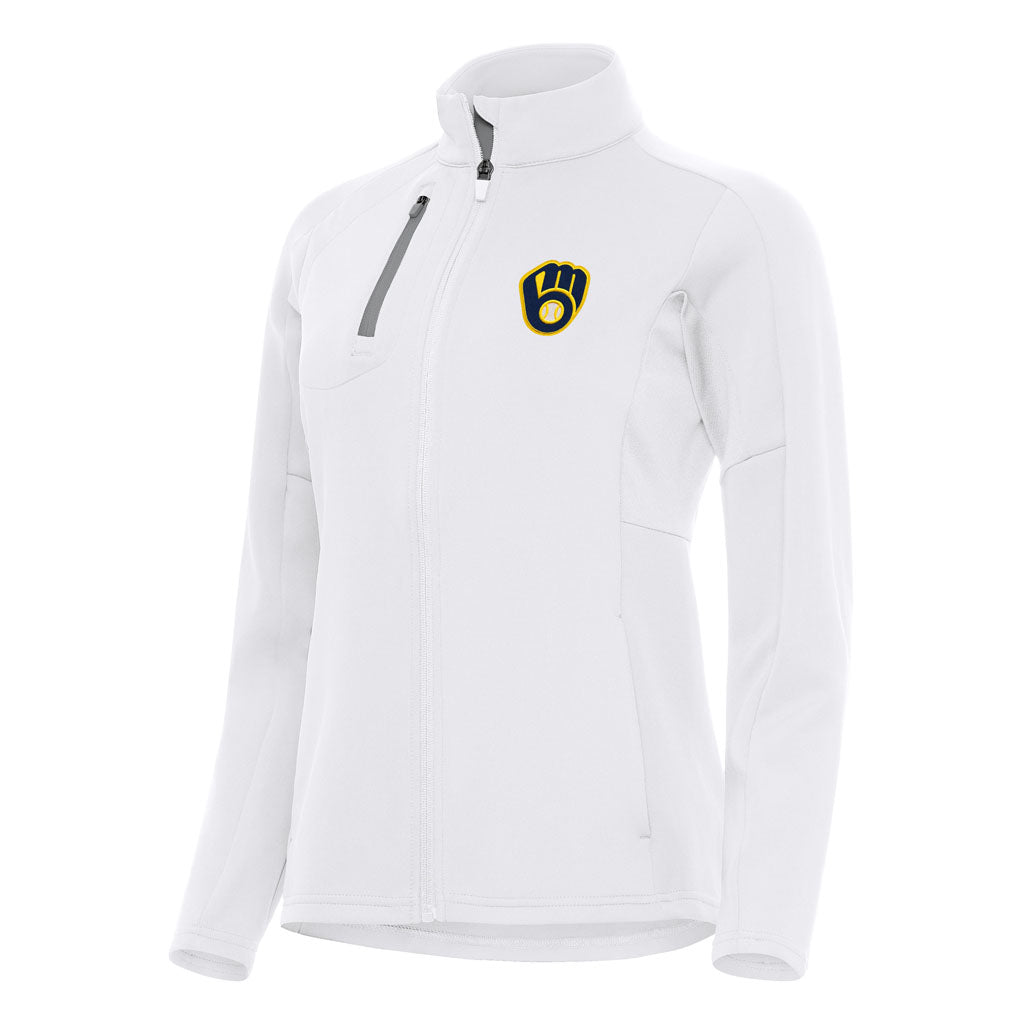 MLB Milwaukee Brewers Women's Antigua Generation Full Zip Jacket - White