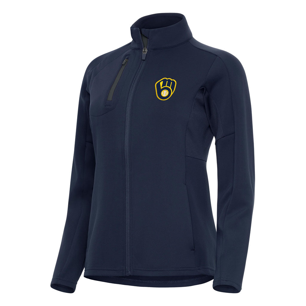 MLB Milwaukee Brewers Women's Antigua Generation Full Zip Jacket - Navy