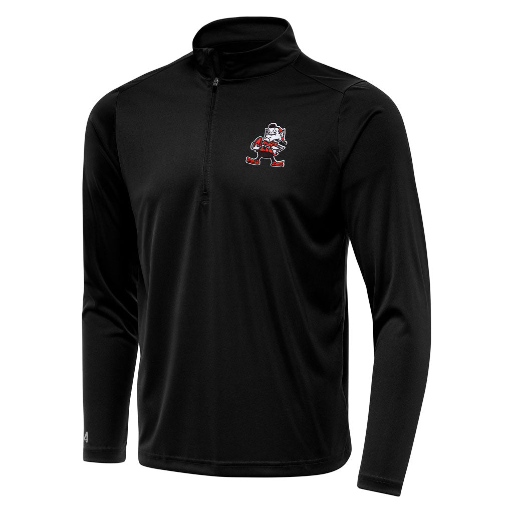 NFL Cleveland Browns Antigua Throwback Tribute 1/4 Zip Pullover Jacket - Black