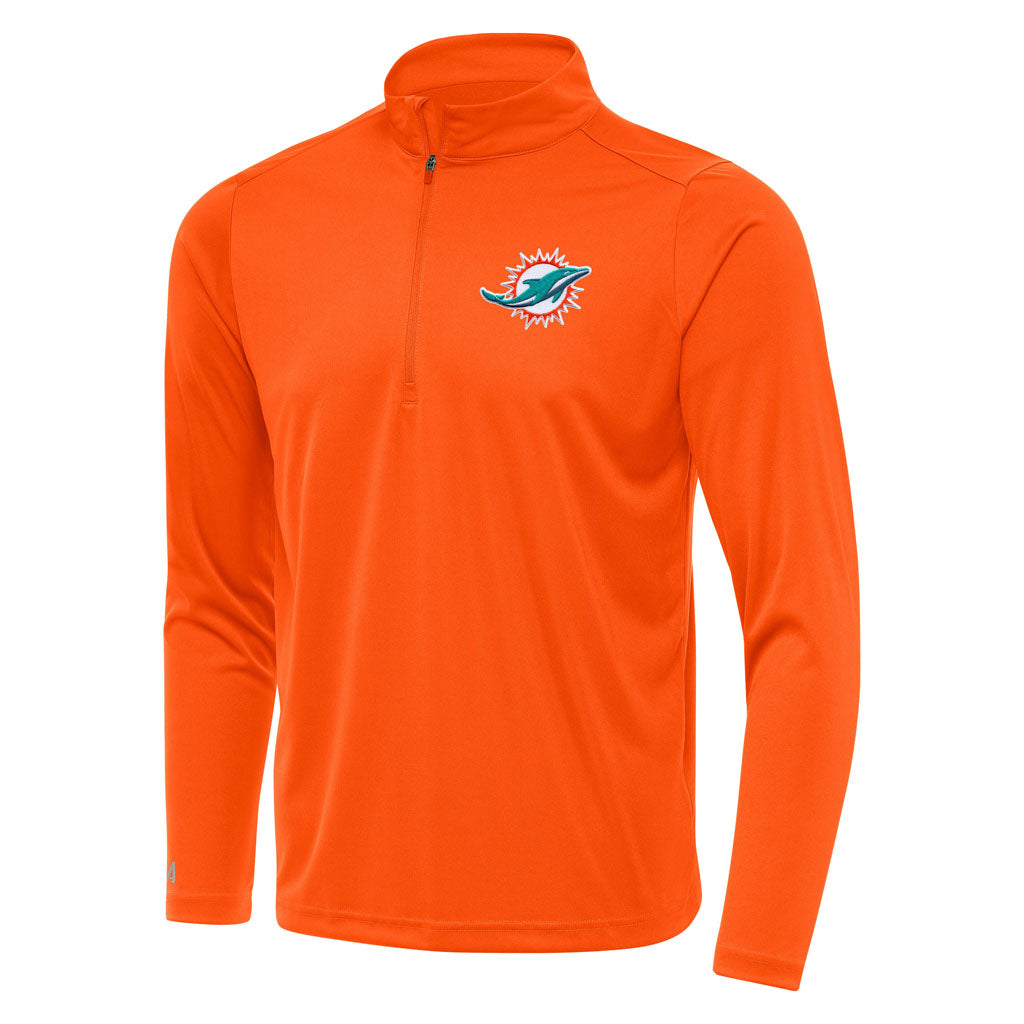 NFL Miami Dolphins Antigua Tribute 1/4 Zip Pullover Jacket - Orange