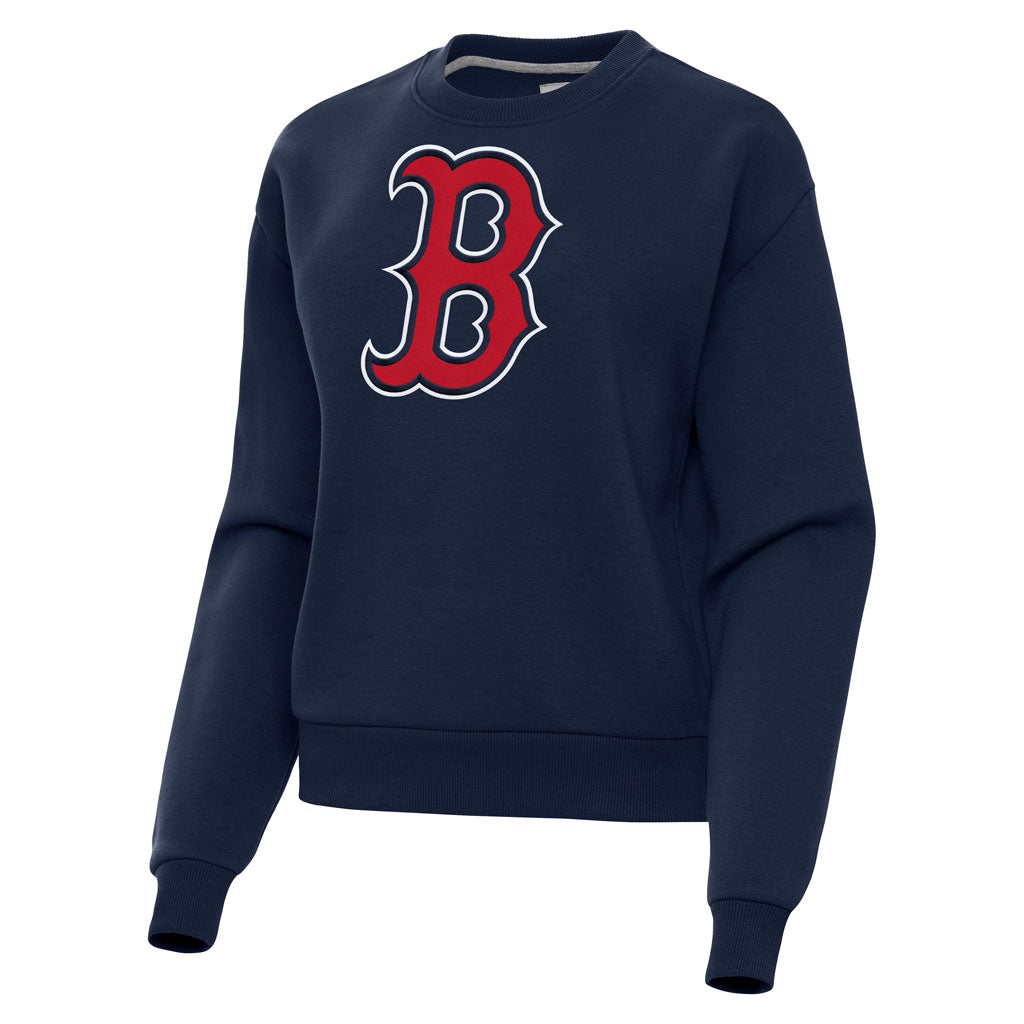 MLB Boston Red Sox Women's Antigua Full Front Victory Crewneck Sweater - Navy