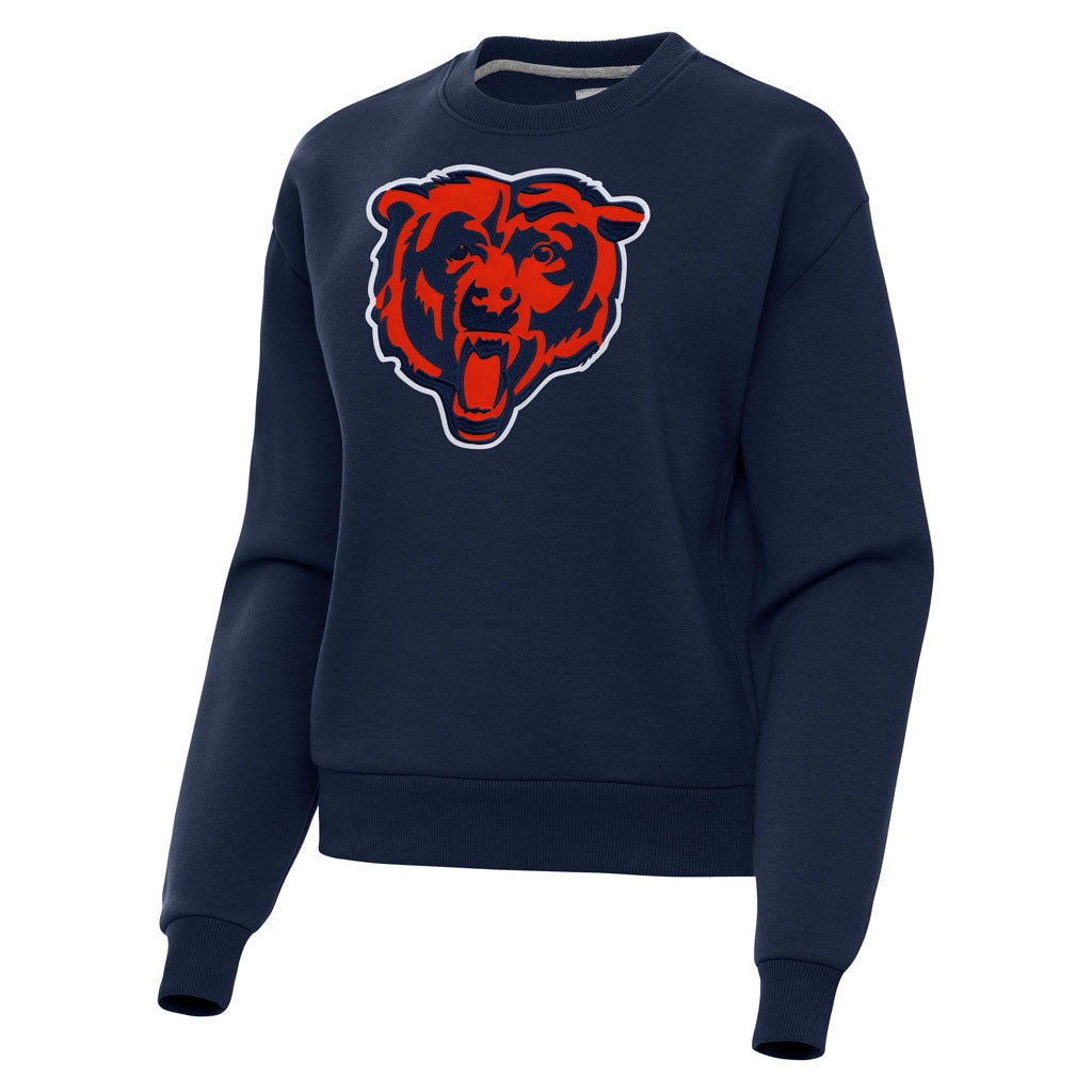 NFL Chicago Bears Women's Antigua Full Front Alternate Victory Crewneck Sweater - Navy