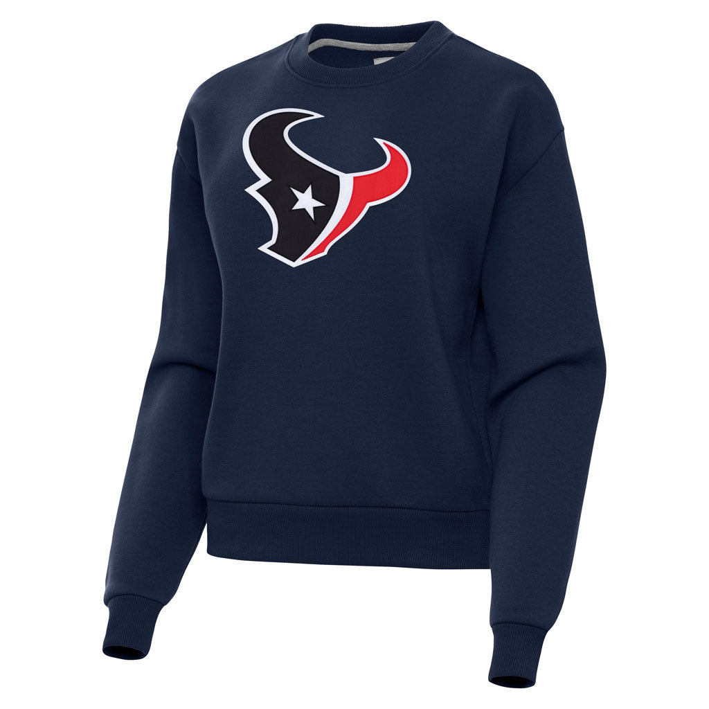 NFL Houston Texans Women's Antigua Full Front Victory Crewneck Sweater - Navy