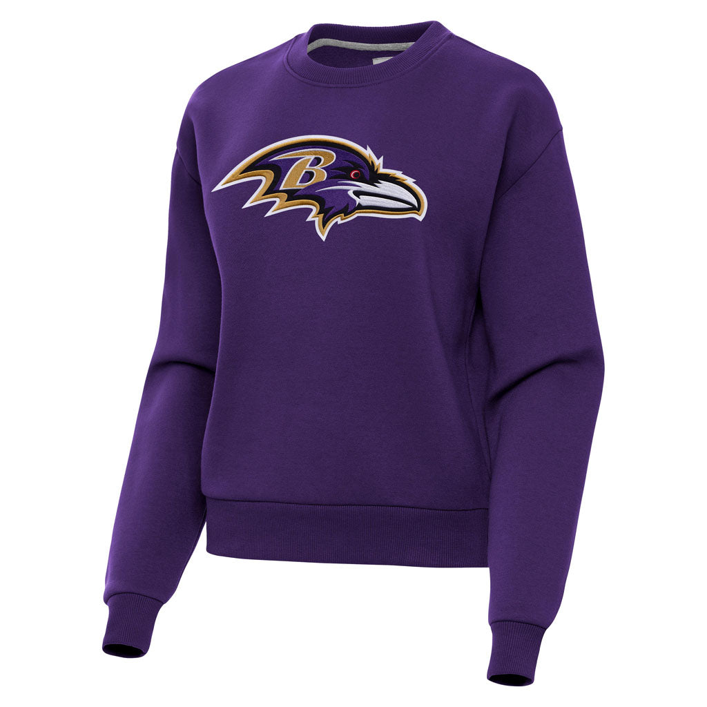 NFL Baltimore Ravens Women's Antigua Full Front Victory Crewneck Sweater - Purple