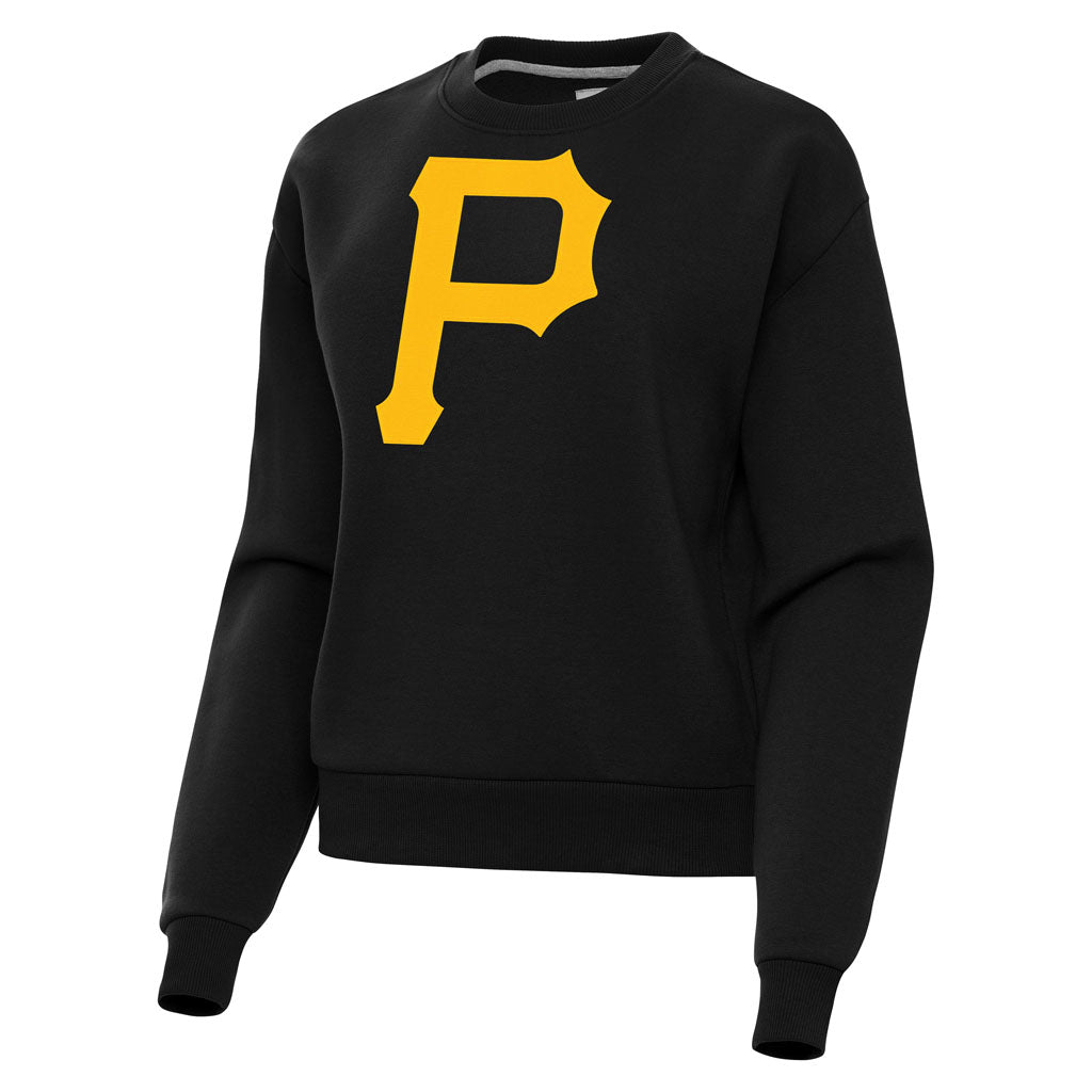 MLB Pittsburgh Pirates Women's Antigua Full Front Victory Crewneck Sweater - Black