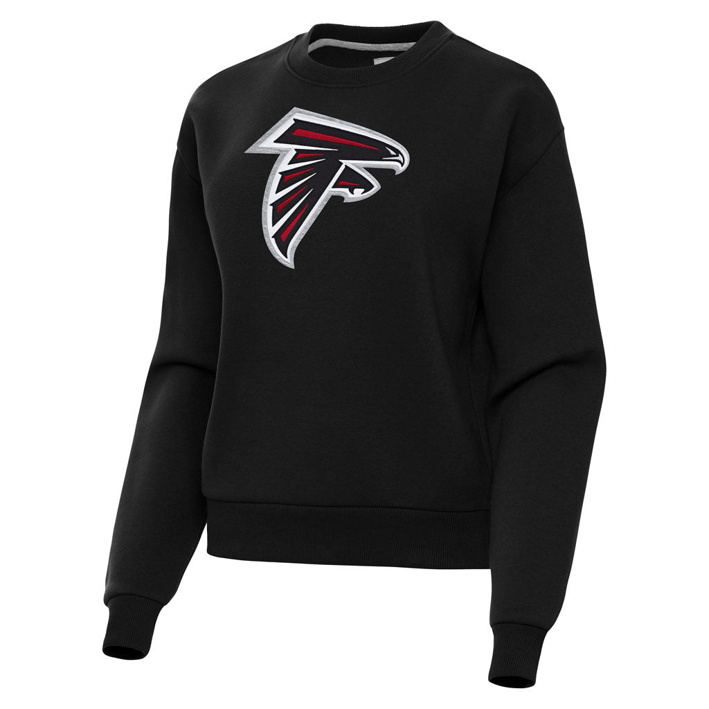 NFL Atlanta Falcons Women's Antigua Full Front Victory Crewneck Sweater - Black