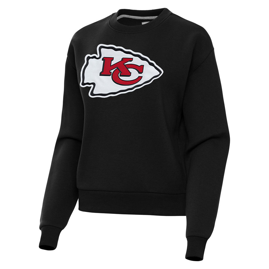 NFL Kansas City Chiefs Women's Antigua Full Front Victory Crewneck Sweater - Black