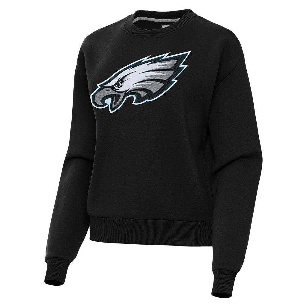 NFL Philadelphia Eagles Women's Antigua Full Front Victory Crewneck Sweater - Black