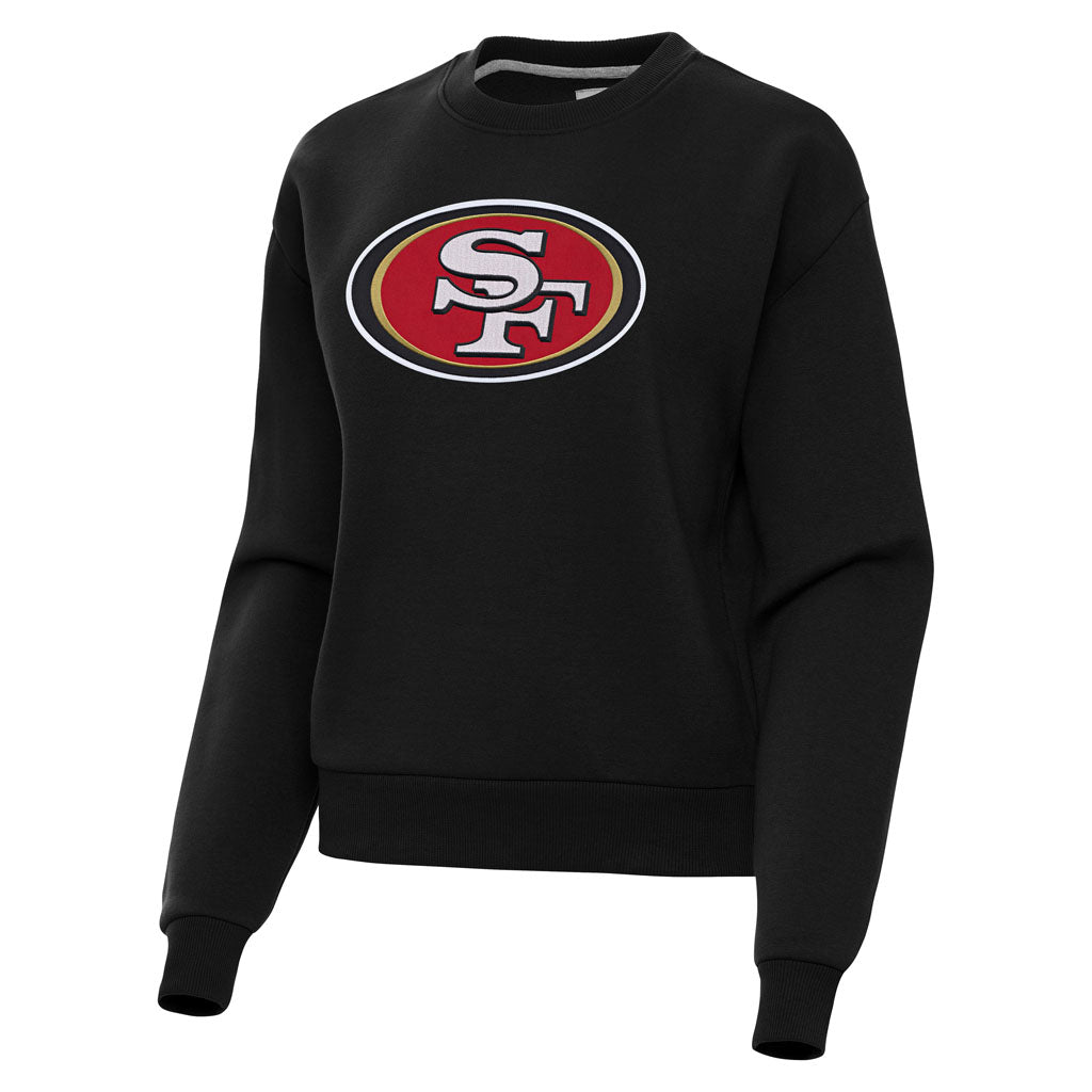 NFL San Francisco 49ers Women's Antigua Full Front Victory Crewneck Sweater - Black