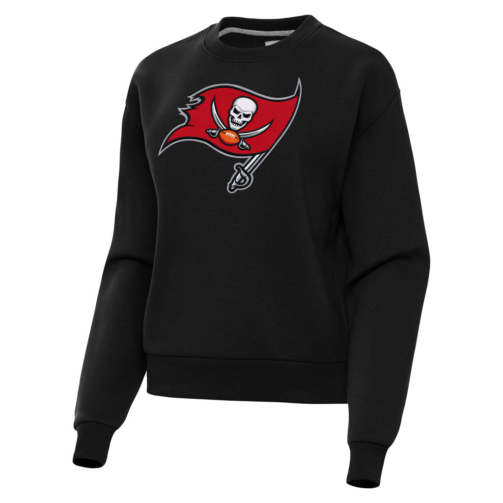 NFL Tampa Bay Buccaneers Women's Antigua Full Front Victory Crewneck Sweater - Black