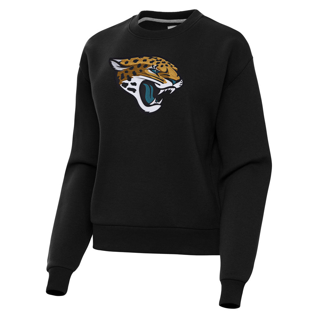 NFL Jacksonville Jaguars Women's Antigua Full Front Victory Crewneck Sweater - Black