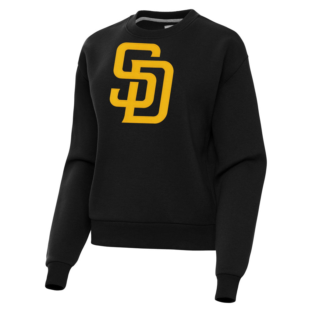 MLB San Diego Padres Women's Antigua Full Front Victory Crewneck Sweater - Black