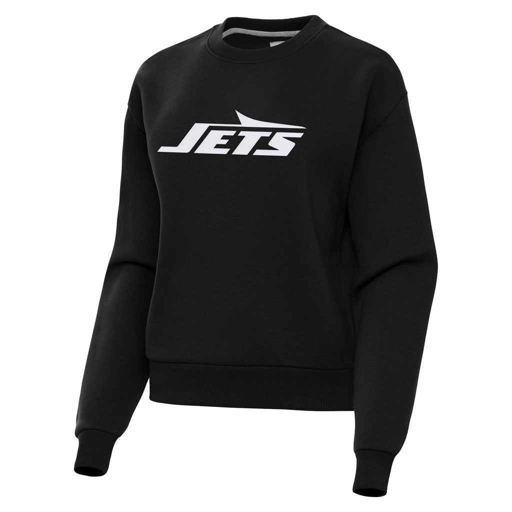 NFL New York Jets Women's Antigua Full Front Victory Crewneck Sweater - Black