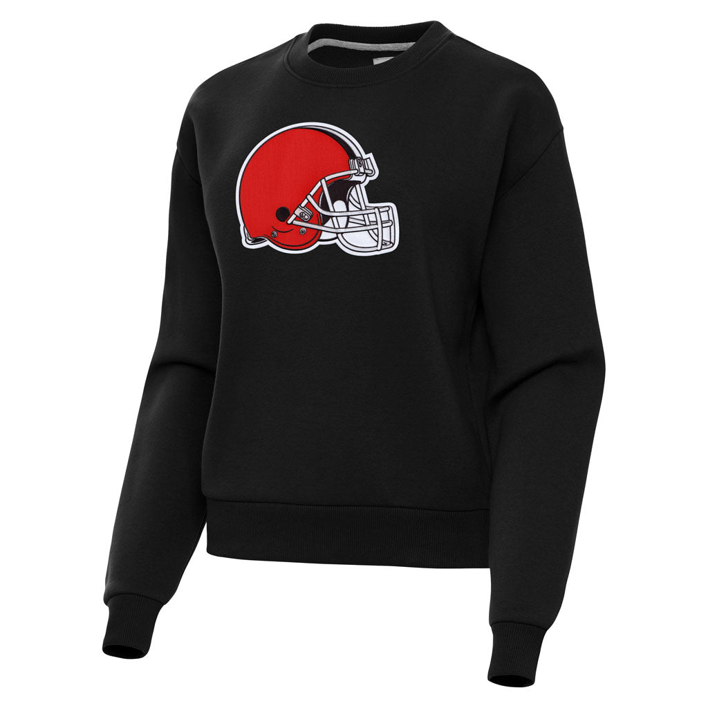 NFL Cleveland Browns Women's Antigua Full Front Victory Crewneck Sweater - Black