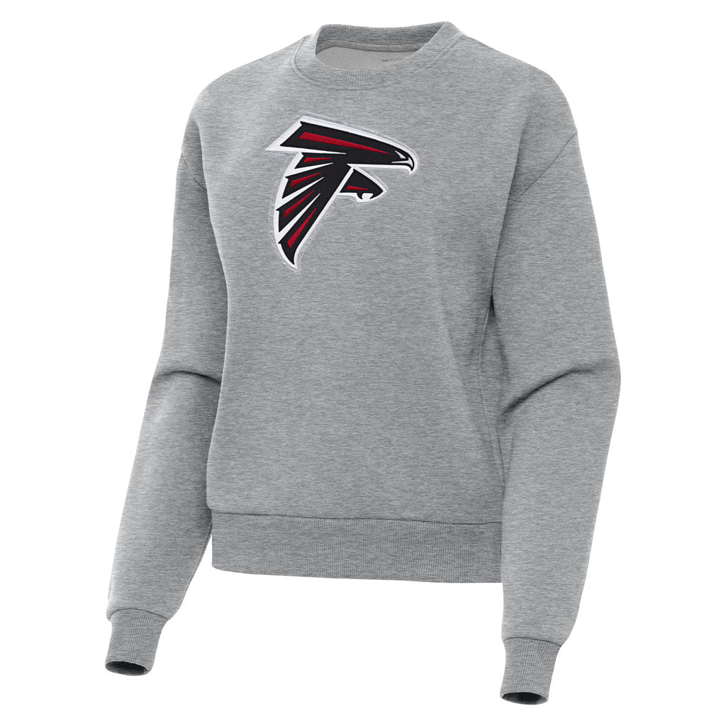 NFL Atlanta Falcons Women's Antigua Full Front Victory Crewneck Sweater - Heather gray