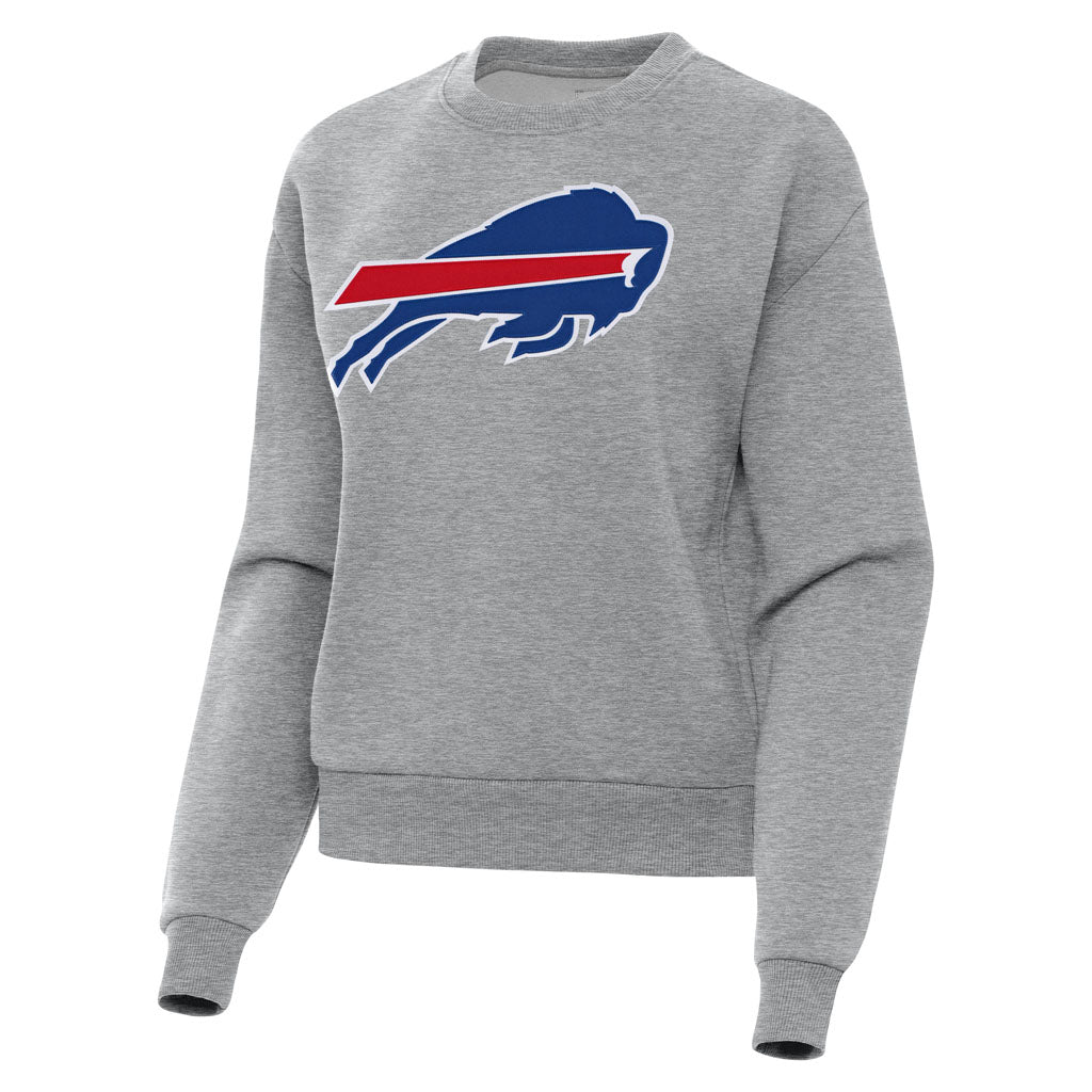 NFL Buffalo Bills Women's Antigua Full Front Victory Crewneck Sweater - Heather gray