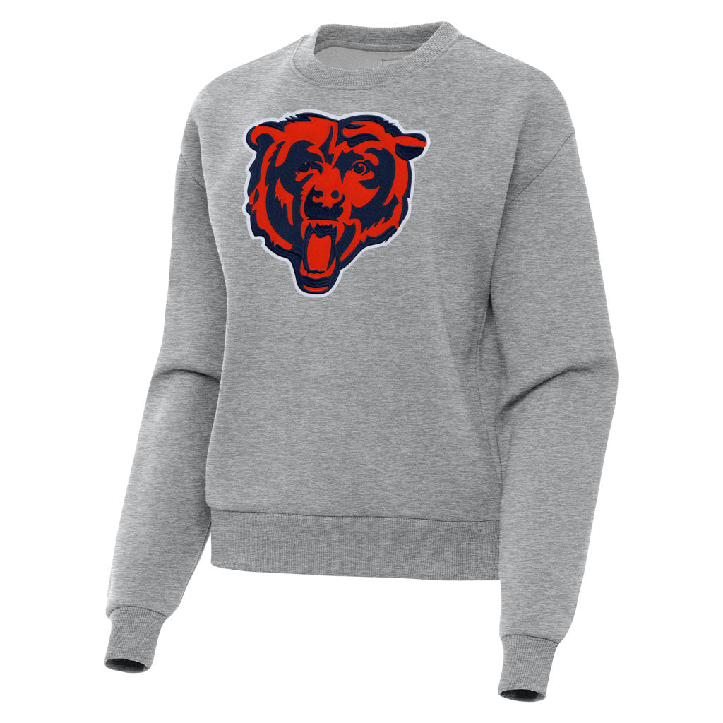 NFL Chicago Bears Women's Antigua Full Front Alternate Victory Crewneck Sweater - Heather gray