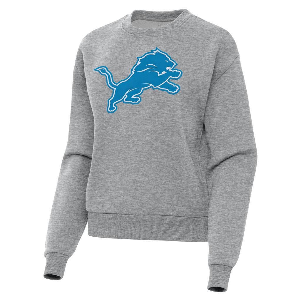 NFL Detroit Lions Women's Antigua Full Front Victory Crewneck Sweater - Heather gray