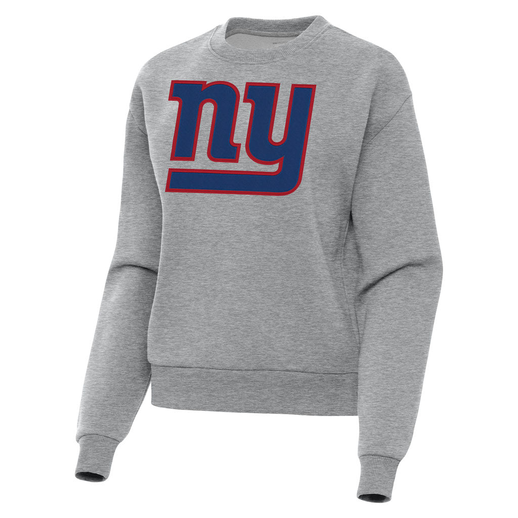 NFL New York Giants Women's Antigua Full Front Victory Crewneck Sweater - Heather gray