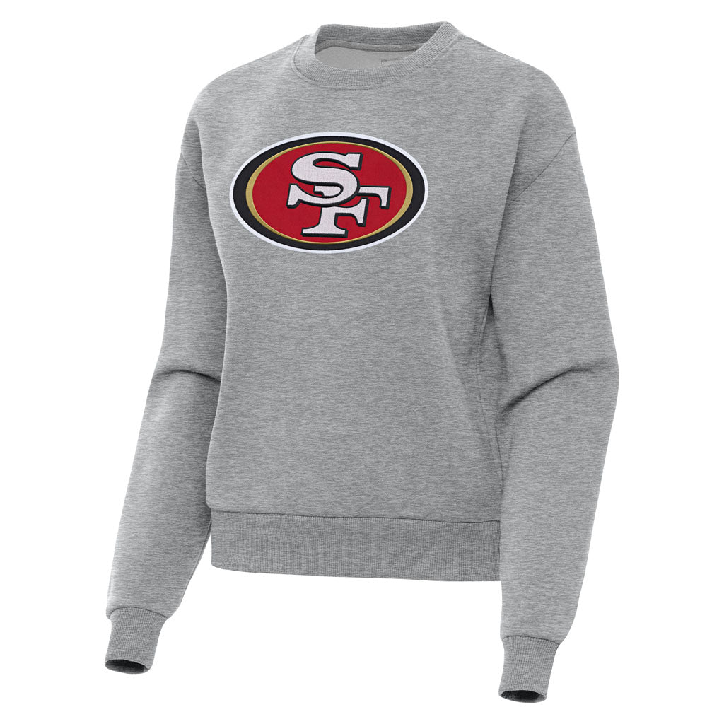 NFL San Francisco 49ers Women's Antigua Full Front Victory Crewneck Sweater - Heather gray