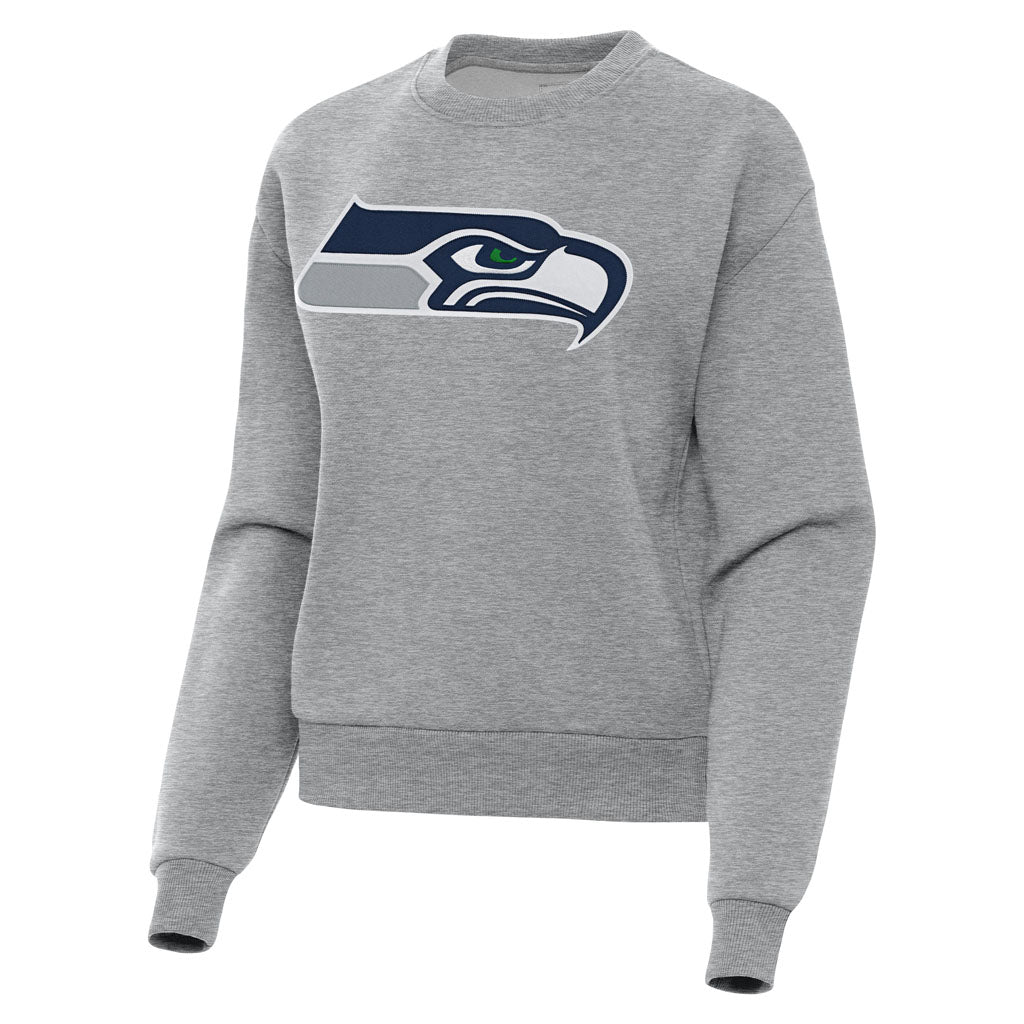 NFL Seattle Seahawks Women's Antigua Full Front Victory Crewneck Sweater - Heather gray