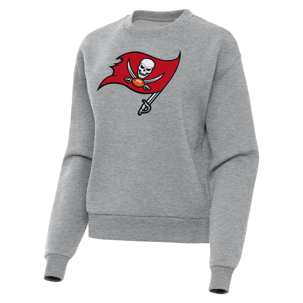 NFL Tampa Bay Buccaneers Women's Antigua Full Front Victory Crewneck Sweater - Heather gray