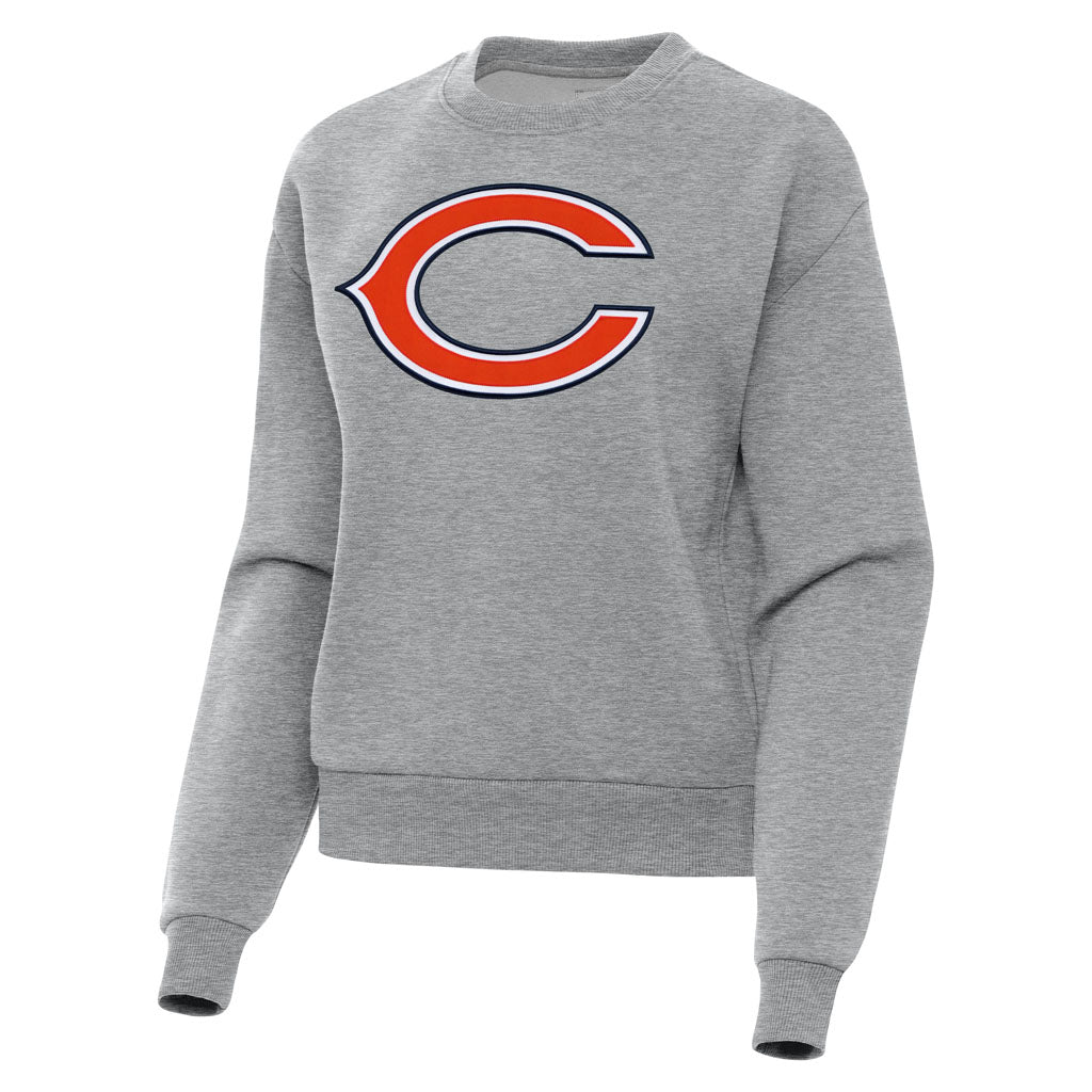 NFL Chicago Bears Women's Antigua Full Front Victory Crewneck Sweater - Heather gray
