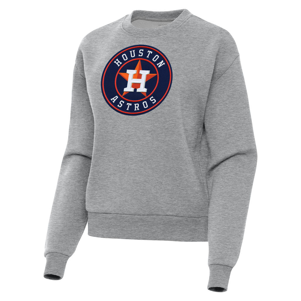 MLB Houston Astros Women's Antigua Full Front Victory Crewneck Sweater - Heather gray