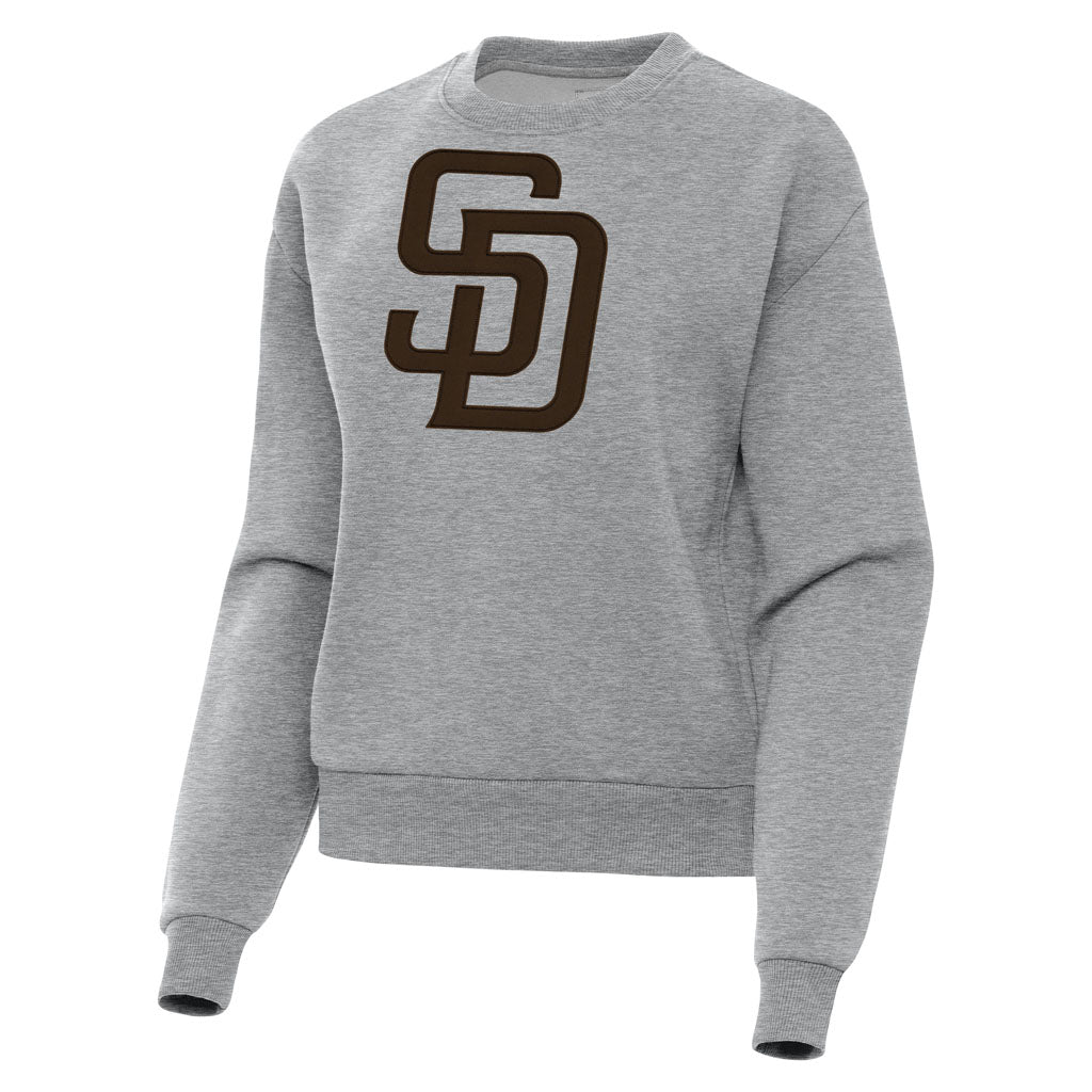 MLB San Diego Padres Women's Antigua Full Front Victory Crewneck Sweater - Heather gray
