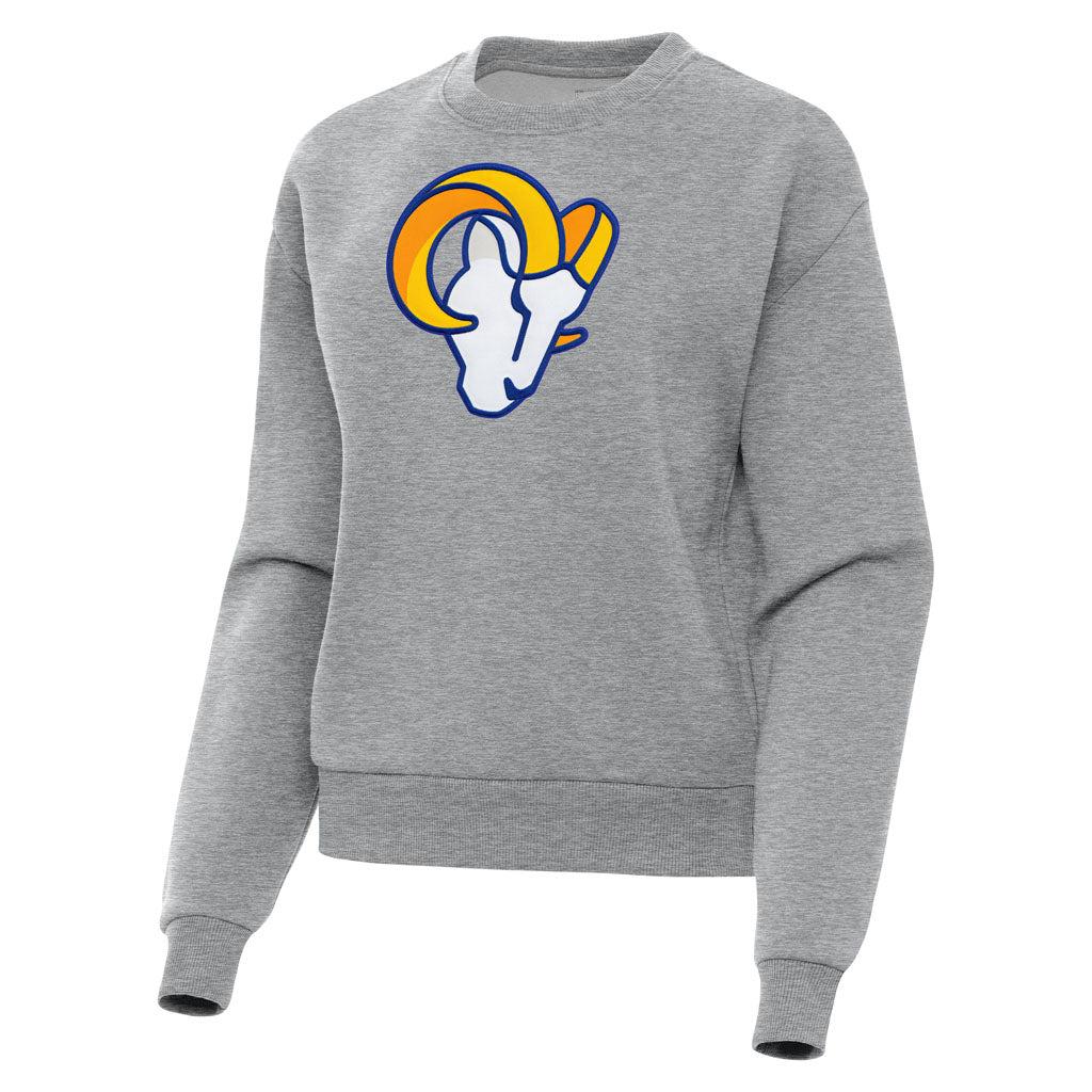NFL Los Angeles Rams Women's Antigua Full Front Victory Crewneck Sweater - Heather gray