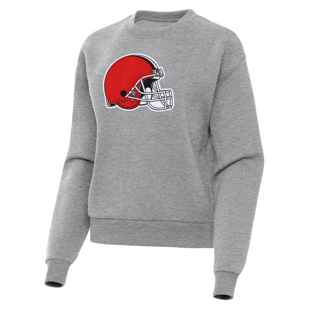 NFL Cleveland Browns Women's Antigua Full Front Victory Crewneck Sweater - Heather gray