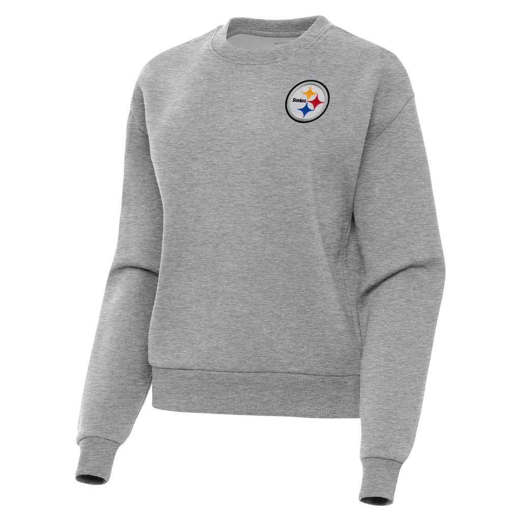 NFL Pittsburgh Steelers Women's Antigua Victory Crewneck Sweater - Heather gray