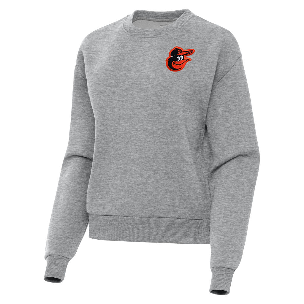 MLB Baltimore Orioles Women's Antigua Victory Crewneck Sweater - Heather gray