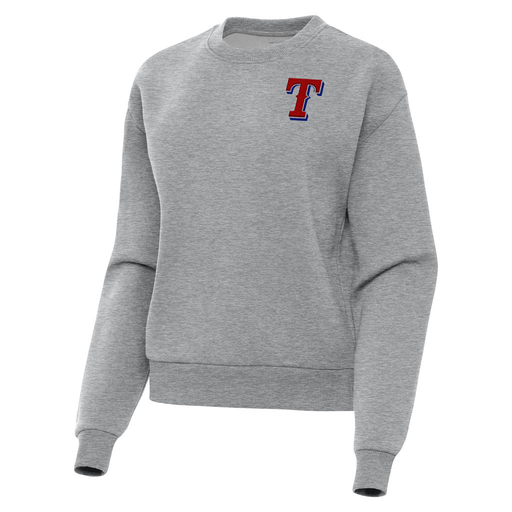 MLB Texas Rangers Women's Antigua Victory Crewneck Sweater - Heather gray