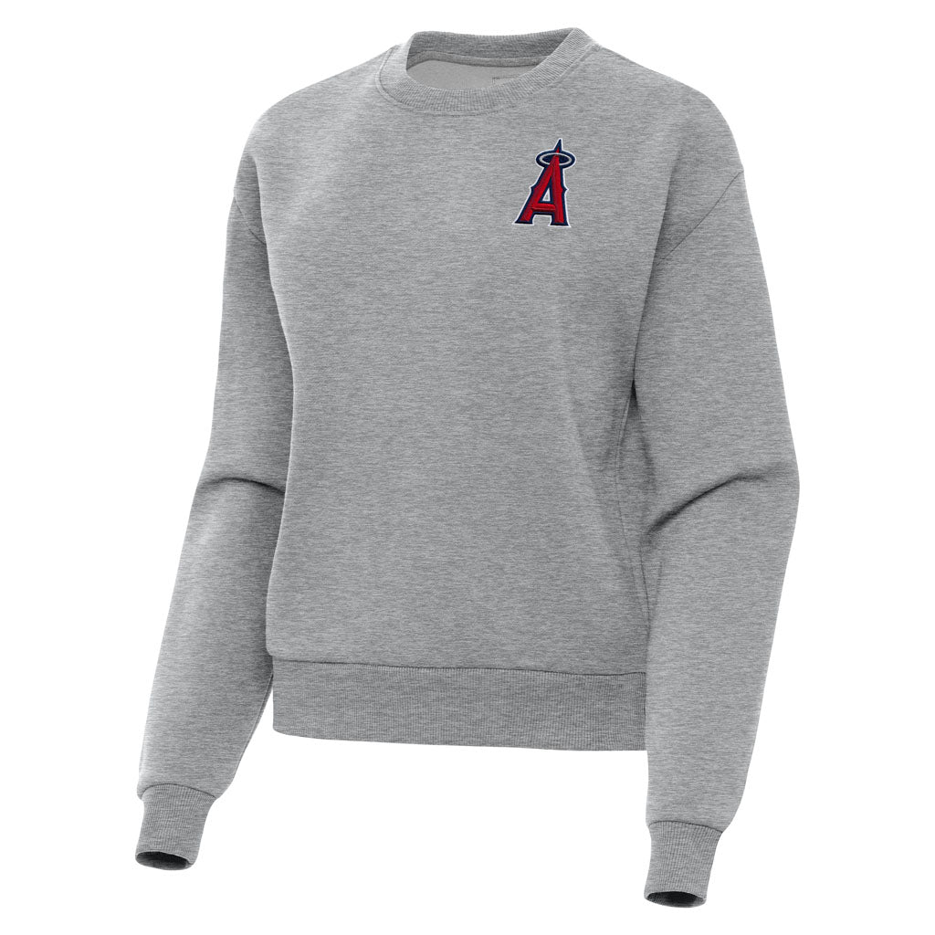 MLB Los Angeles Angels Women's Antigua Victory Crewneck Sweater - Heather gray
