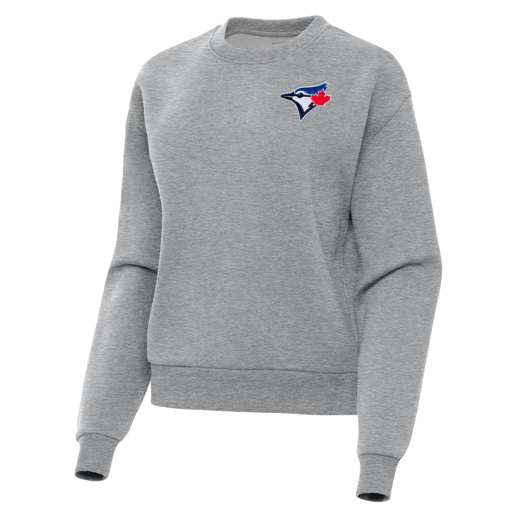 MLB Toronto Blue Jays Women's Antigua Victory Crewneck Sweater - Heather gray
