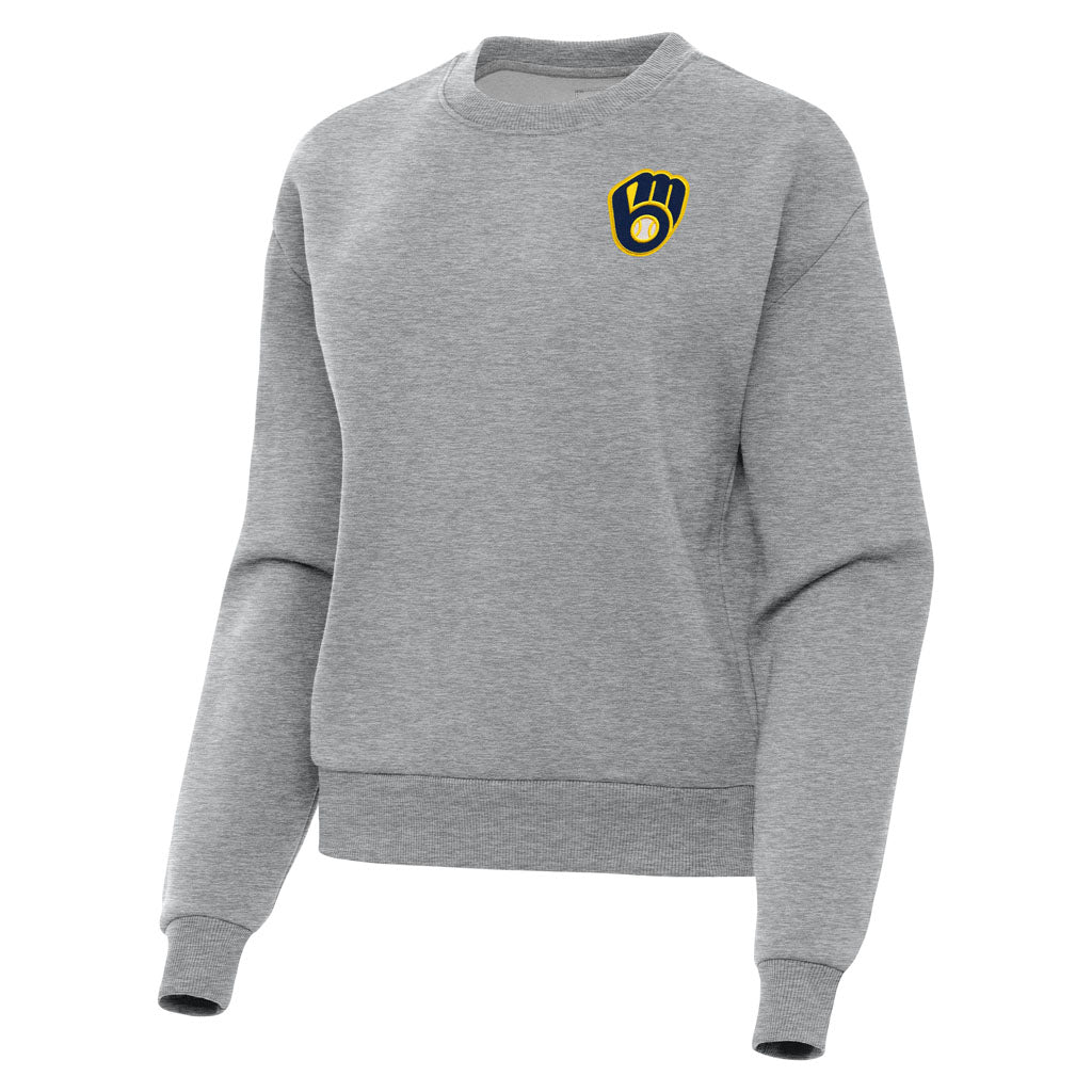 MLB Milwaukee Brewers Women's Antigua Victory Crewneck Sweater - Heather gray