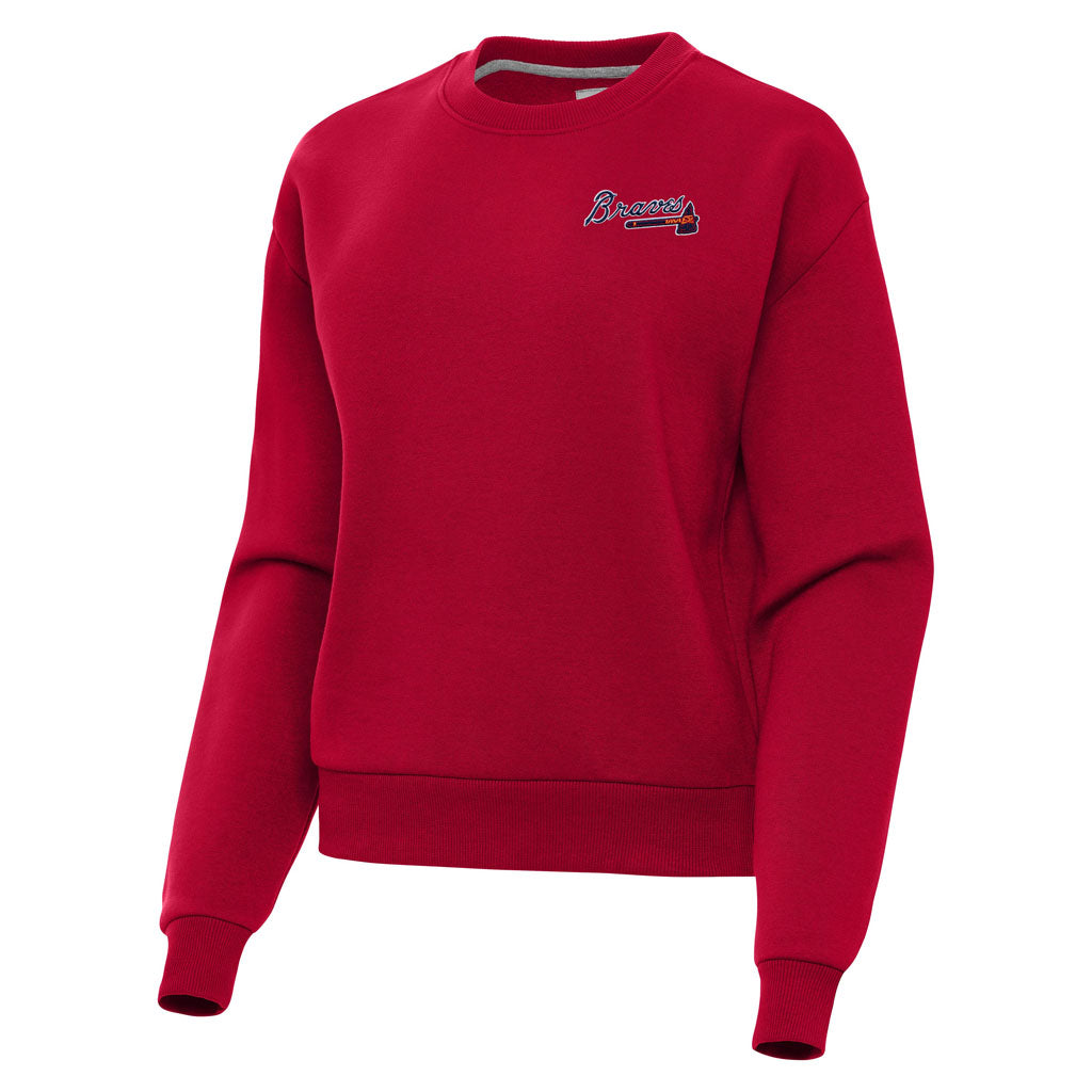 MLB Atlanta Braves Women's Antigua Victory Crewneck Sweater - Red