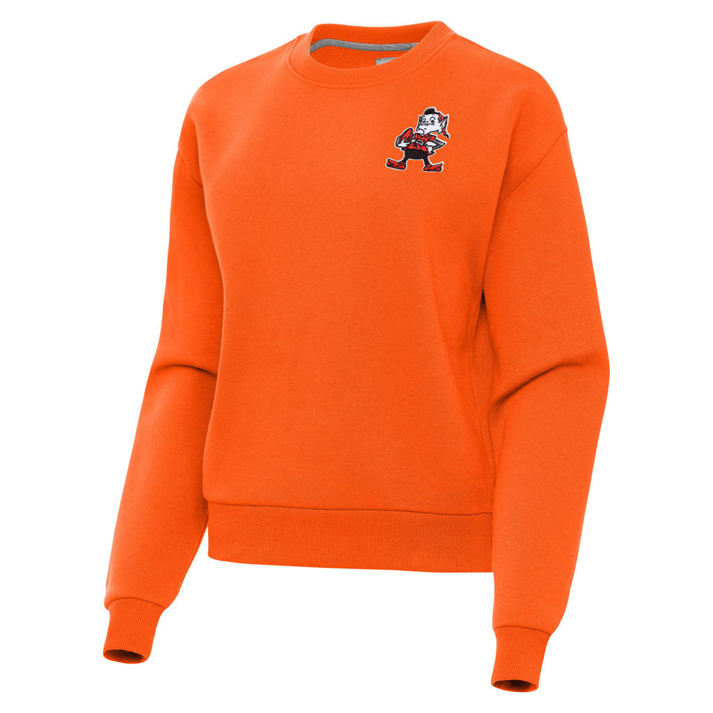 NFL Cleveland Browns Women's Antigua Throwback Victory Crewneck Sweater - Orange
