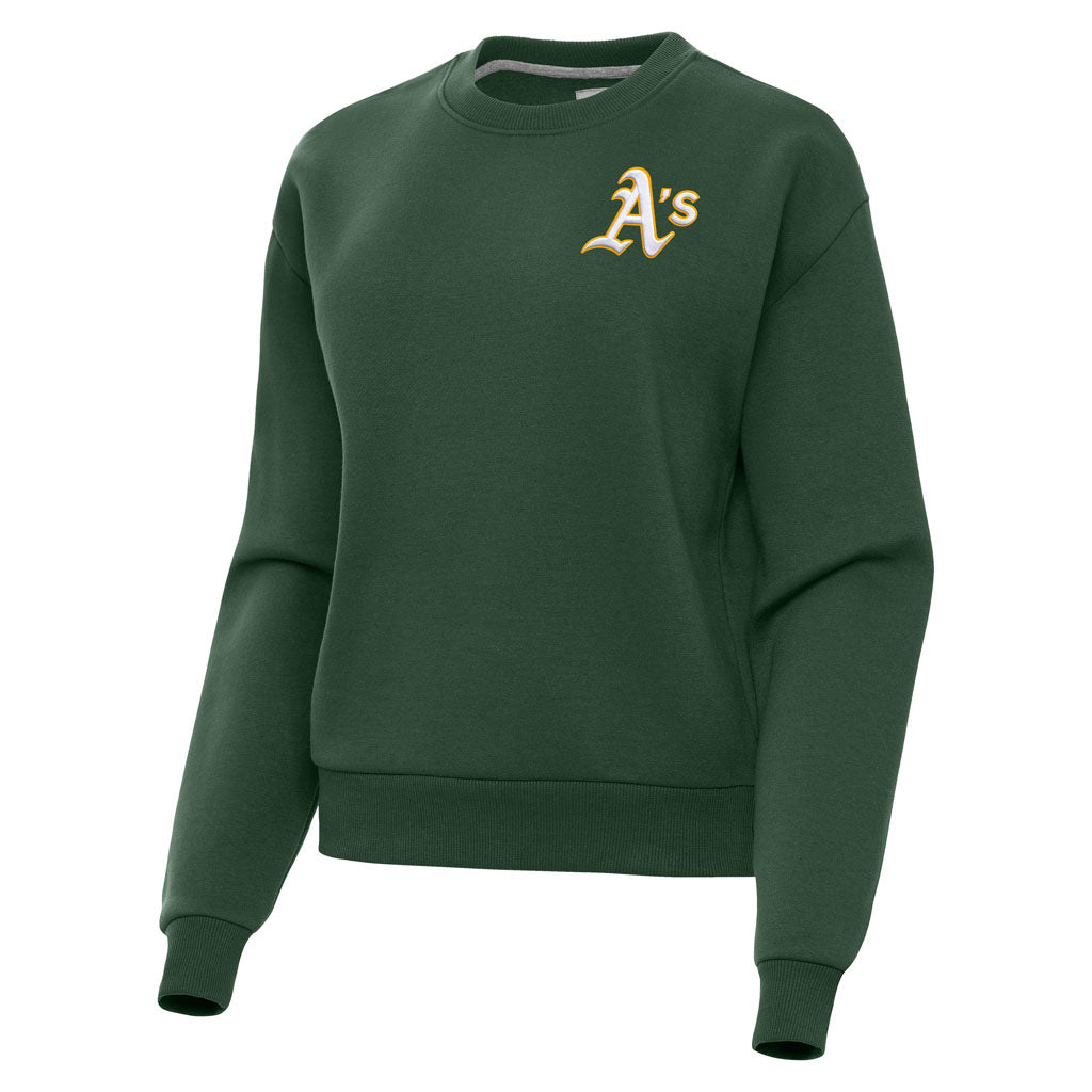 MLB Athletics Women's Antigua Victory Crewneck Sweater - Green