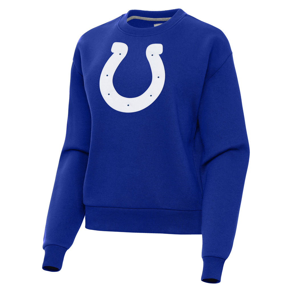 NFL Indianapolis Colts Women's Antigua Full Front Victory Crewneck Sweater - Blue