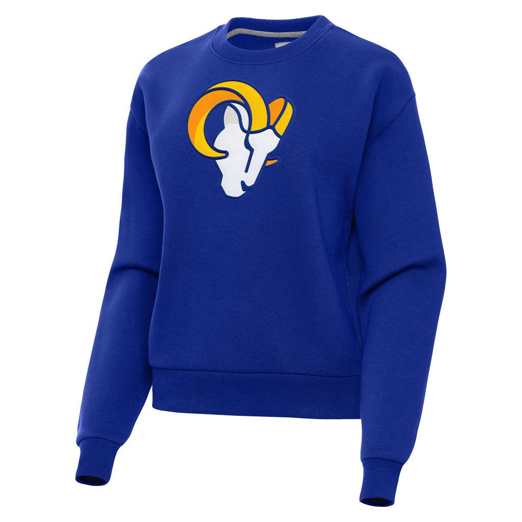 NFL Los Angeles Rams Women's Antigua Full Front Victory Crewneck Sweater - Blue