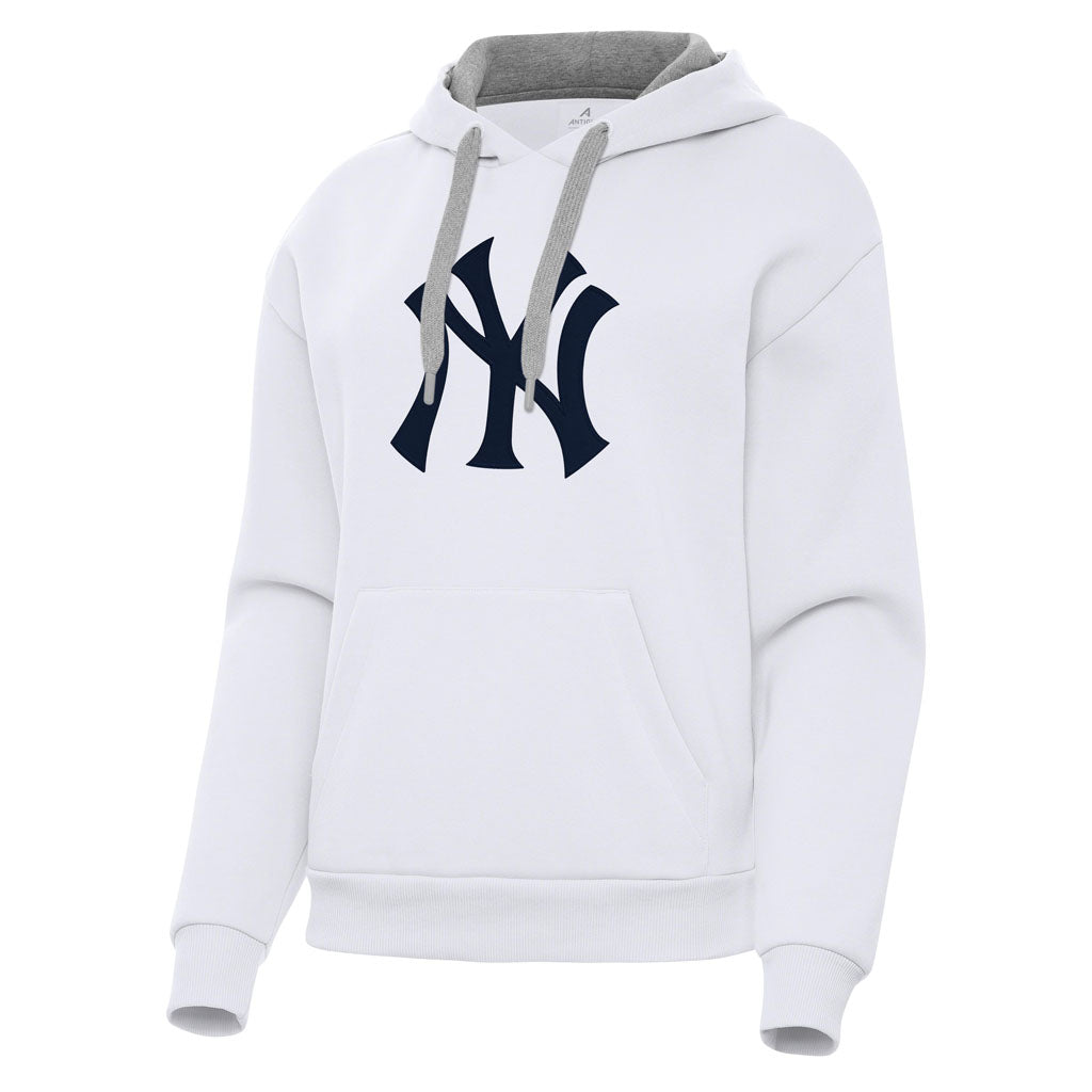 MLB New York Yankees Women's Antigua Full Front Victory Pullover Hoodie - White