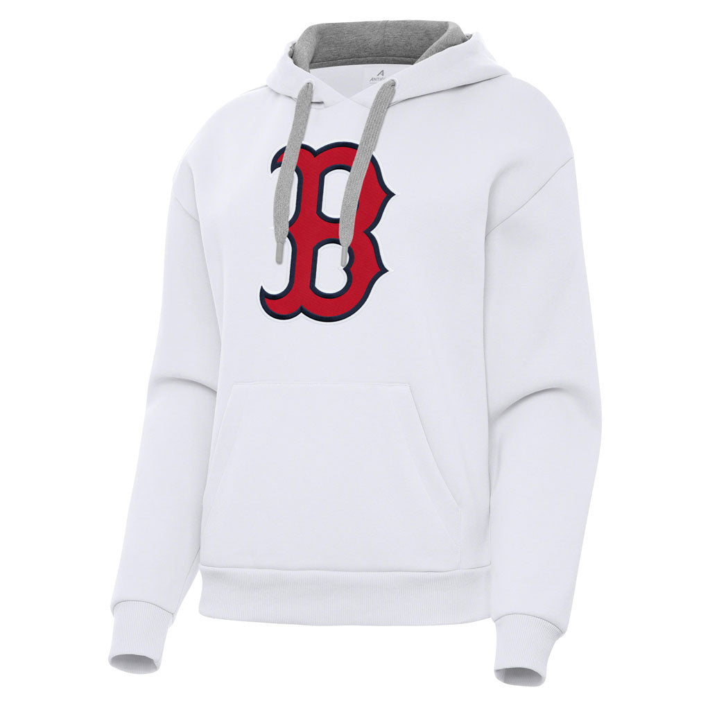 MLB Boston Red Sox Women's Antigua Full Front Victory Pullover Hoodie - White
